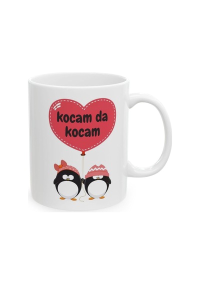 Kocam Da Kocam Sevgili Çift Örgü Penguenler - Doğum Günü Hediyesi - Hediye Porselen Kupa Bardak Beyaz