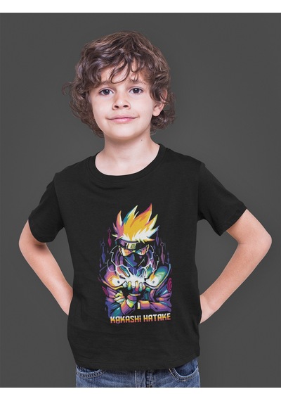 Bumeta Naruto Anime Kakashi Warrior Korea Çocuk Tişört T-shirt Siyah