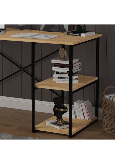 Asra Trend Raflı Metal Çalışma Masası METALÇM01 %100 MDF Bilgisayar Masası Safir Meşe Asra Trend Raflı Metal Çalışma Masası METALÇM01 %100 MDF Bilgisayar Masası Safir Meşe