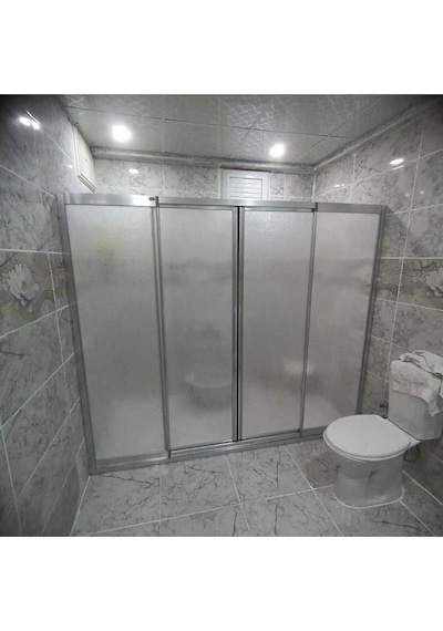 Nokta Duşakabin 170 Cm Parlak Krom Renkli Mika Camlı Duşakabin - 2 Sabit 2 Kayar Kapılı Şeffaf