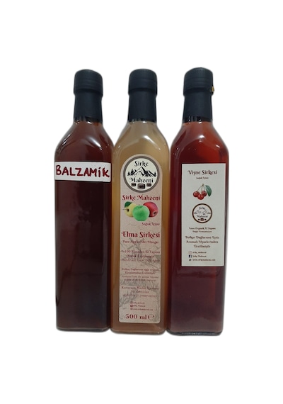 Sirke Mahzeni Elma + Balzamik + Vişne Sirkesi 3 x 500 ML