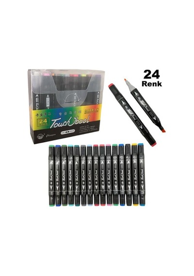 Touch Bool. Marker. 24 Lü. Mimari Çizim Kalemi. Çift Uçlu. Board.