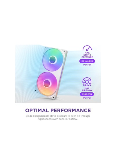 F240 Rgb Core Tek Çerçeve Fan Ünitesi, 240mm, 2x 120mm Rgb Fan Dahil, Hız Ve Aydınlatma Kontrolü, Yüksek Statik Basınç Ve Hava Akışı, 8 Argb Led, Beyaz