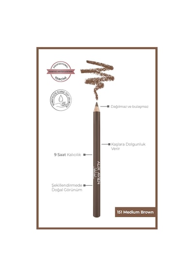 Alix Avien Uzun Süre Kalıcı Belirginleştirici Şekillendirici Kahve Kaş Kalemi Brow Liner 151 Medium Brown