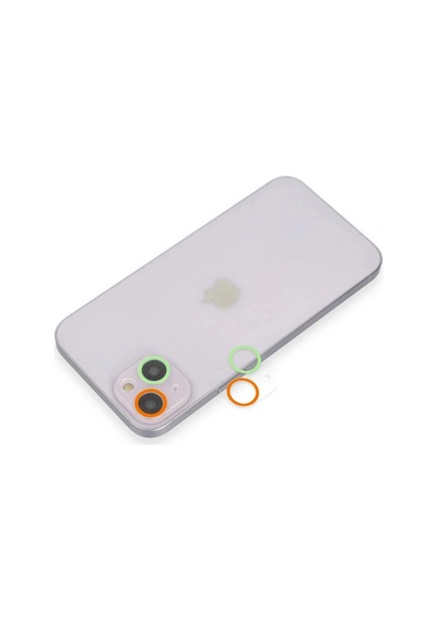 Mey İthalat iPhone Uyumlu 13 Mini Renkli Kamera Lens Koruma Cam - Turuncu-yeşil