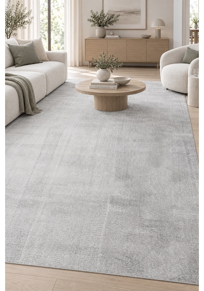 Grosa Peluş Gri Kaymaz Tabanlı Yıkanabilir Modern Yumuşak Salon Mutfak Antre Halısı