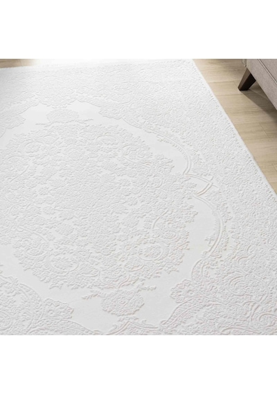 Krem Klasik Madalyon Desenli Halı - Mk0561krl
