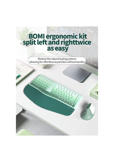 Mofıı Bomı Kablosuz Klavye Mouse Seti 2.4g Ergonomik 84 Tuş Renk Geçişli Set Optik