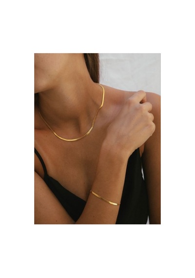 Çelik Gold Italyan Zincir Kolye Bileklik Takım Kombin -kararma Yapmaz- Altın 41037996