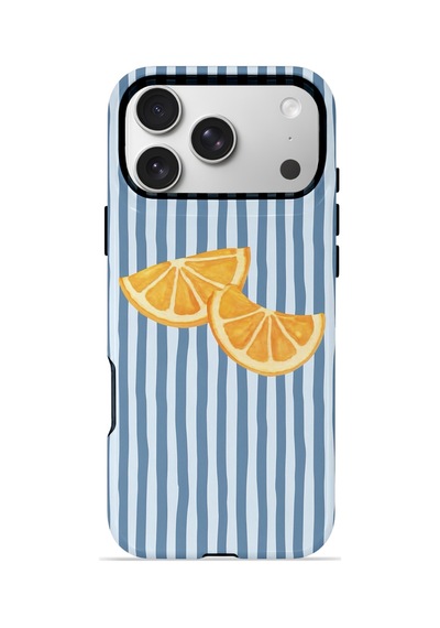 Apple iPhone Uyumlu 17 Pro Max Vorian Çift Katmanlı Magsafe Kılıf Blue Orange Slices