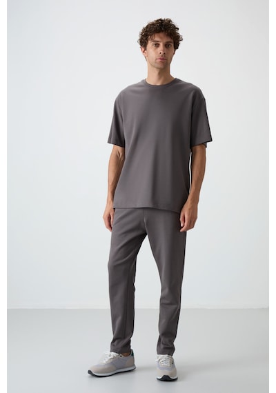 Tommy Life Koyu Gri Pamuklu Kalın Yumuşak Dokulu Oversize Fit Basic Erkek Eşofman Takım - 85251 Koyu Gri Tommy Life Koyu Gri Pamuklu Kalın Yumuşak Dokulu Oversize Fit Basic Erkek Eşofman Takım - 85251 Koyu Gri