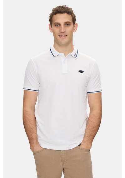 Fahr Beyaz Polo Yaka Nakışlı %100 Pamuk Standard Fit Erkek Tshirt Beyaz