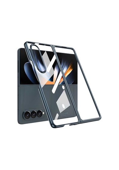 Galaxy Uyumlu Z Fold 4 Kılıf Zore Full Camlı Kıpta Kapak Gümüş Yeşili