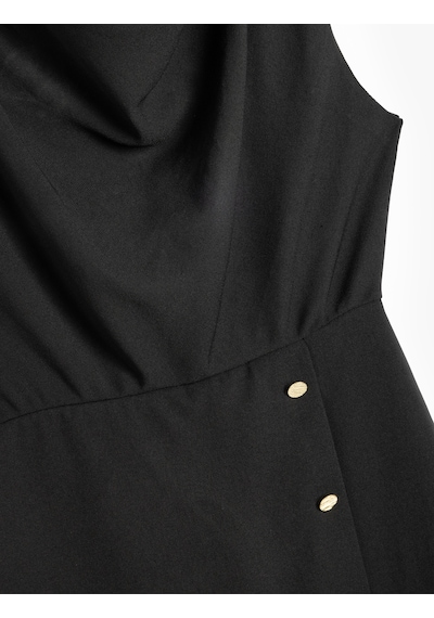 Koton Krep Kumaş Drape Detaylı Degaje Yaka Kolsuz Mini Elbise Siyah 5wak80110uw Siyah