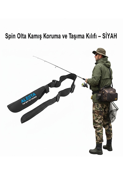 Alesta Ayarlanabilir Askılı Olta Koruyucu Taşıma Kılıfı Seti - Siyah