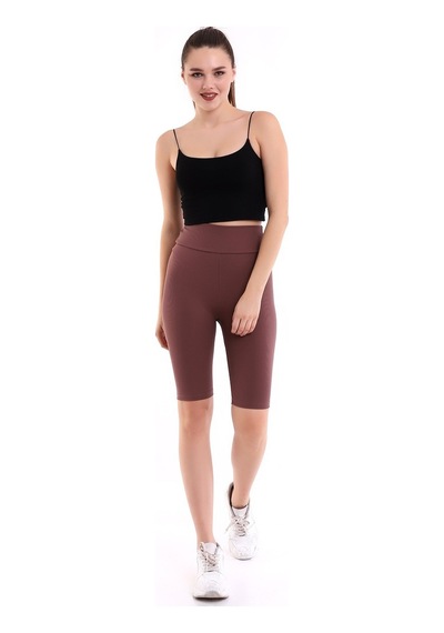 Self Clothing Kadın Kahve Yüksek Bel Fitilli Dayanıklı Örme Kumaş Toparlayıcı K