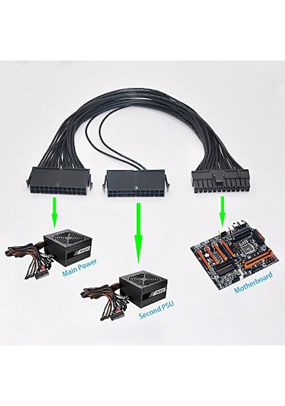 24 Pin Atx Dual Psu Çoklayıcı Adaptör Anakart Mining  Kablosu