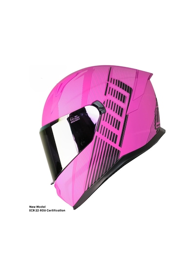 Motosiklet Kadın Kaskı 22.r06 Sertifika Güneş Vizörlü Fiber Kask Full Face Motor Kask Furchsia Lady Pembe