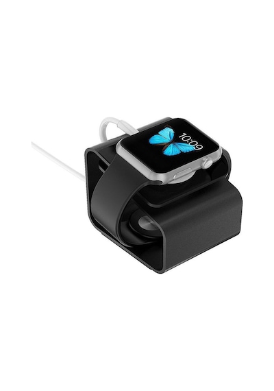 Apple Uyumlu iOS Watch Seri 6 44 Mm Için Alüminyum Şarj Standı - Siyah (473995957)