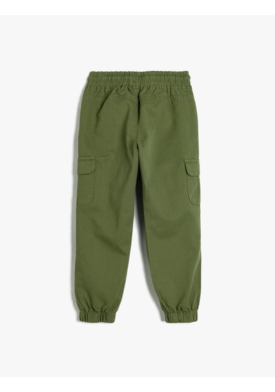 Koton Kargo Jogger Pantolon Cepli Beli Bağlamalı Pamuklu Yeşil 5wkb40005tw Yeşil