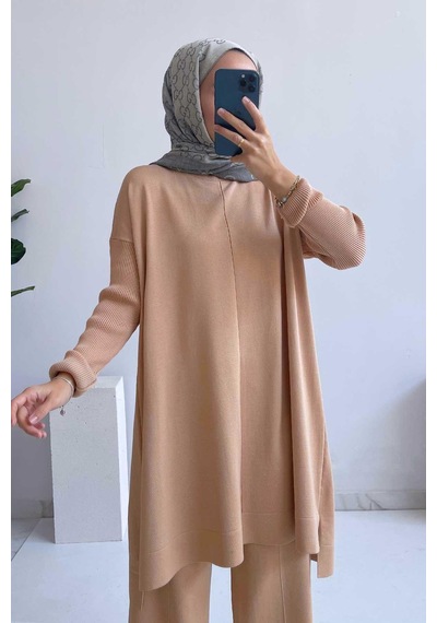 Ka Hijab Mira Merserize Takım - Sütlü Kahve