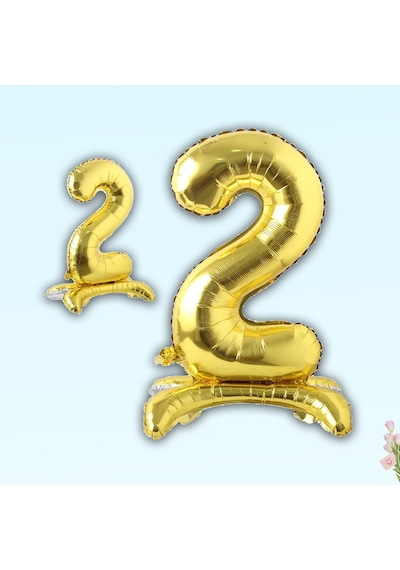 2 Rakam Ayaklı Folyo Balon. 65 CM - Altın