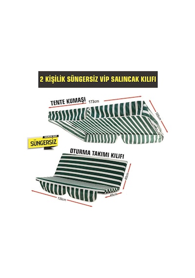 Viphomeconcept Gölgelikli 2 Kişilik Salıncak Minder Kılıfı (Süngersiz) Yeşil-Byz Yeşil