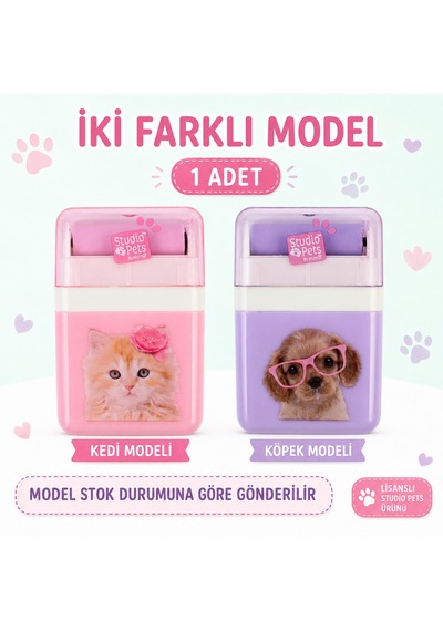 Bakgelal Studio Pets Rulo Silgi Kedi Köpek Desenli Kapaklı Sevimli Okul Silgisi 1 Adet - 9091812007845