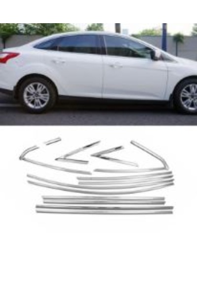 Ford Focus 2012 2017 Sedan Cam Çerçevesi Set - Focus 3 Sd Cam Çeçrvesi Krom