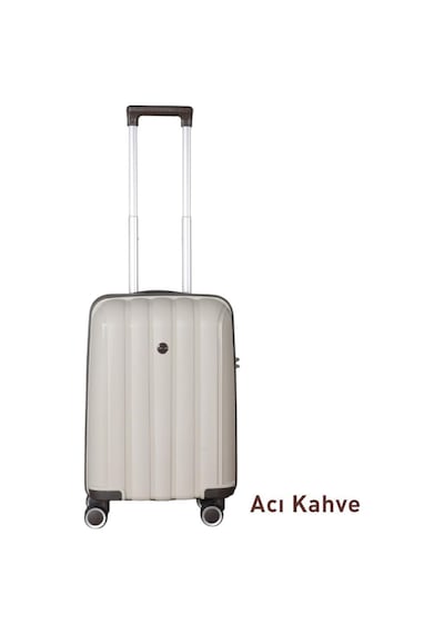 Mçs Bavul Orta Ve Kabin 2li Set Kırılmaz Silikon Valiz V305 Kemik/acıkahve Kemik