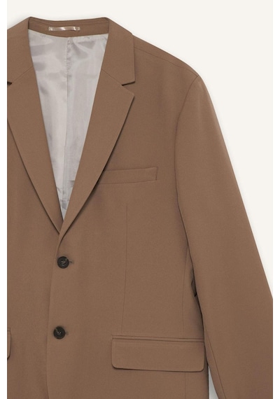 Defacto Slim Fit Dar Kesim Twill Düğmeli Blazer Ceket F7232ax25aubg404 Bej