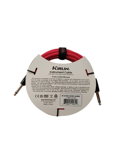 Kirlin Ip-241rd Gitar Kablosu 3 Metre Enstruman Kablosu Kırmızı 24 Awg Pro Audio Cable