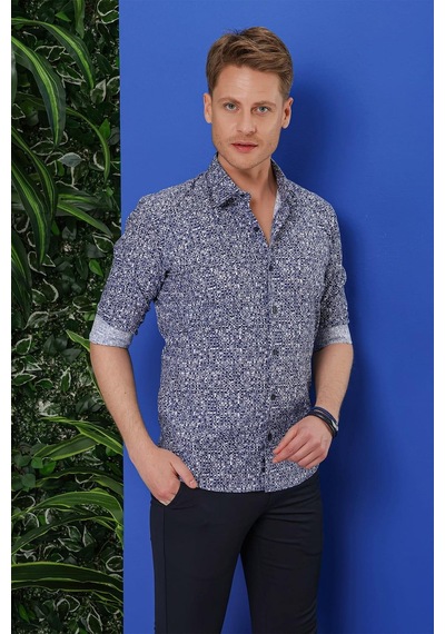 Efor G 1541 Slim Fit Lacivert Klasik Gömlek Lacivert