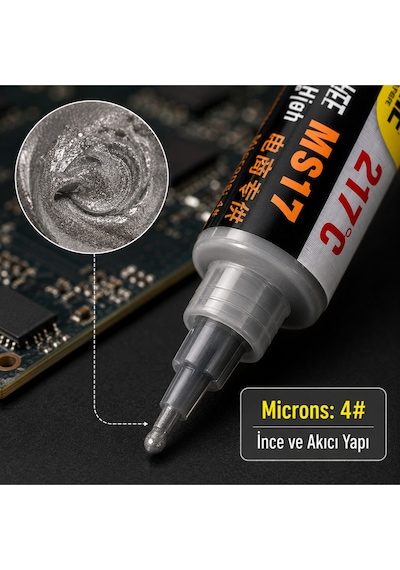 Ms17 Kurşunsuz Şırınga Krem Lehim Solder Paste 217 Derece 20g 7.5 Cm