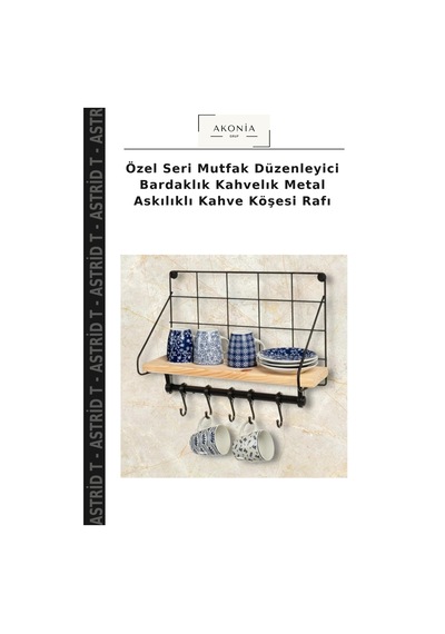 Özel Seri Mutfak Düzenleyici Bardaklık Kahvelık Metal Askılıklı Kahve Köşesi Rafı Çok Renkli