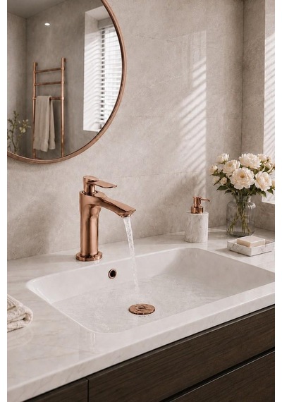 Lava Kısa Lavabo Bataryası Parlak Rose
