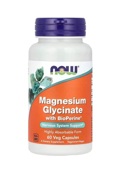 Now Foods Magnesium Glycinate With Bioperine Nervous System Support 60 Veg Capsules