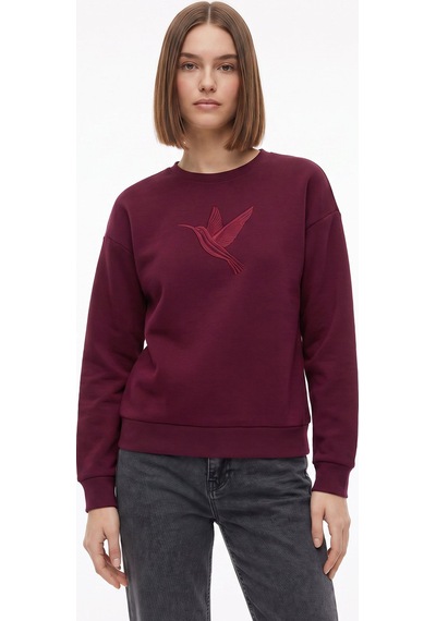 Fabrika Bordo Kadın Bisiklet Yaka Loose Fit Nakışlı Sweatshirt F6wl-swt0087