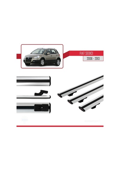 Fiat Sedici 2006-2013 Arası İle Uyumlu Basic Model Ara Atkı Tavan Barı Gri 3 Adet