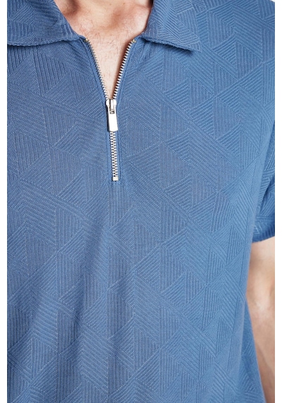 Tudors Erkek Slim Fit Dar Kesim Viskon Fermuarlı Polo Yaka Mavi Tişört-34355 Mavi Tudors Erkek Slim Fit Dar Kesim Viskon Fermuarlı Polo Yaka Mavi Tişört-34355 Mavi