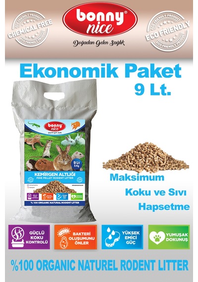 Bonny Nice Doğal Pelet Hamster Kafes Altlığı 5 Kg 9 Lt