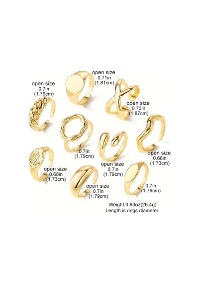 Girift Vintage Dyra 4 Adet Gold Yüzük Seti Beyaz Taşlı Gold