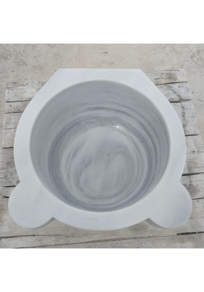 Marmara Homojen Beyaz Mermer Banyo Kurnası Beyaz - Gri