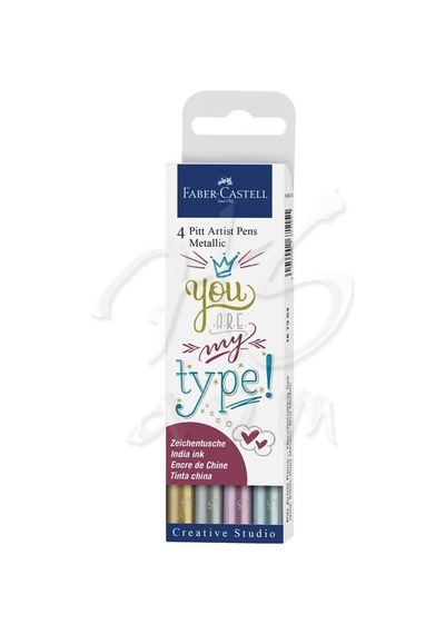 Faber Castell Pitt Artist Pen Kaligrafi Setleri 4Lü Metalic Set