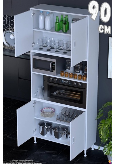Bade 90 Cm Fırın Dolabı 4 Kapaklı Açık Raflı Çok Amaçlı Mutfak Kiler Dolabı Banyo Dolabı Boy Dolabı Beyaz Bade 90 Cm Fırın Dolabı 4 Kapaklı Açık Raflı Çok Amaçlı Mutfak Kiler Dolabı Banyo Dolabı Boy Dolabı Beyaz