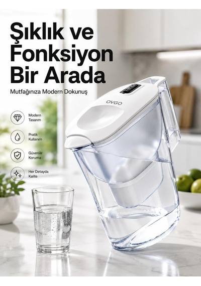 Filtreli Su Sürahisi Orta Boy M , Bpa İçermez, Şeffaf