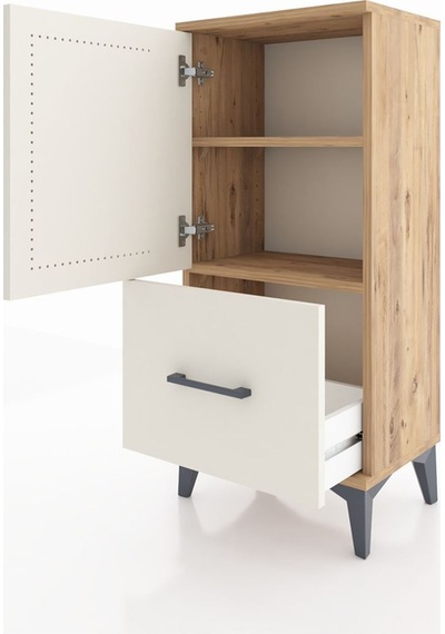 Arges Komodin 2 Raflı Tek Çekmeceli Tek Kapaklı 44x30x96 Çam-aytaşı Atlas Çam