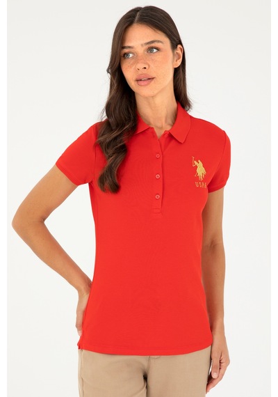 U.S. Polo Assn. Kadın Kırmızı Basic Polo Yaka Tişört 50280071-VR030