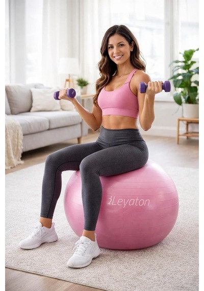 65 Cm Pilates Topu, Pembe, Pompa Dahil