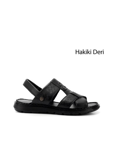 Gönderi(R) Gönderi R Siyah Hakiki Deri Comfort Sandalet Siyah